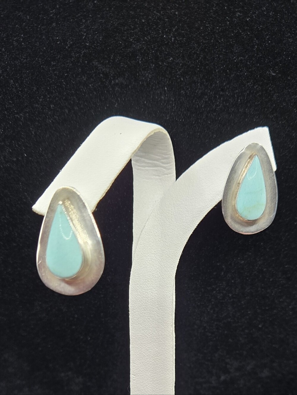 Sterling Silver Teardrop Turquoise Stud Earrings